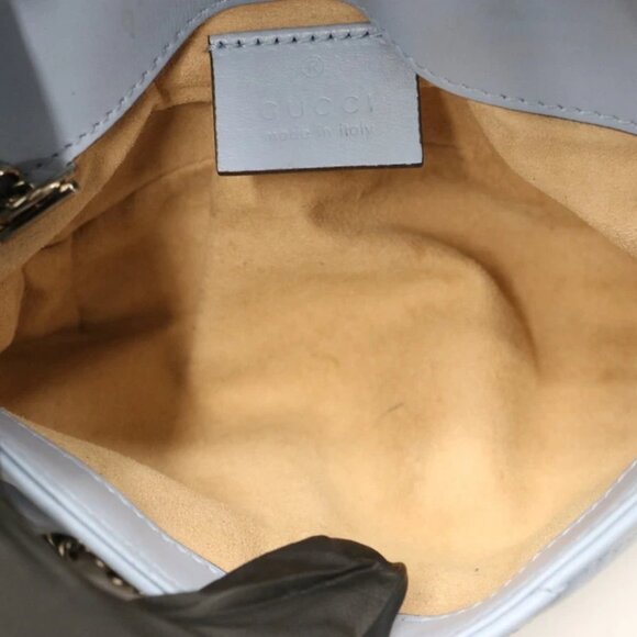 Gucci Calfskin Matelasse Super Mini GG Marmont Shoulder Bag - Light Blue - Picture 12 of 16